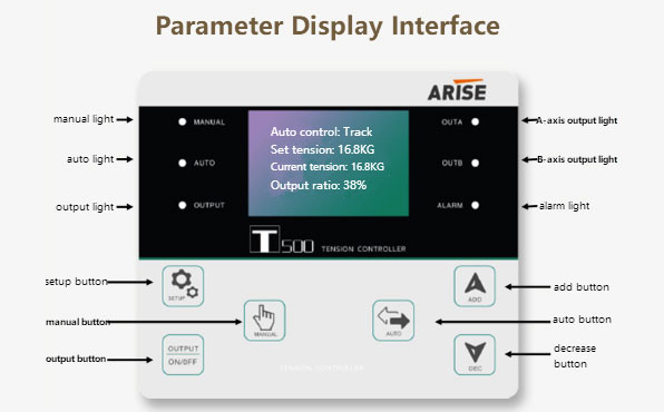 display interface of web tension controller