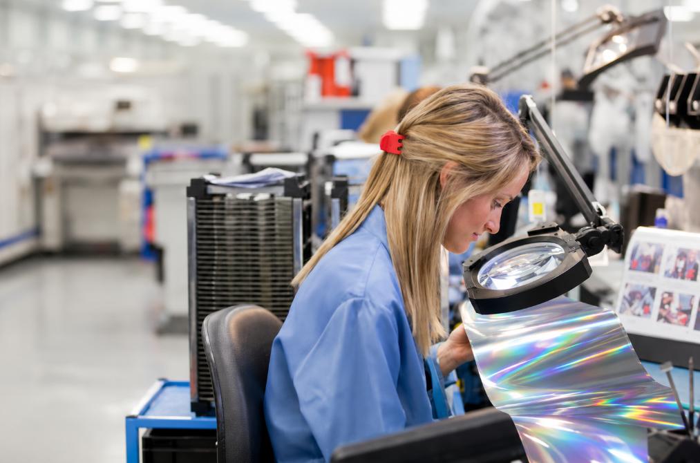 Operator inspecting the Reflective Film Inspection