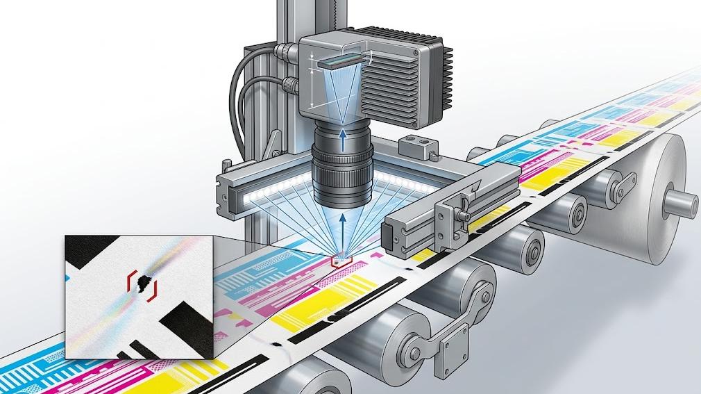 Camera and lighting for gravure print inspection